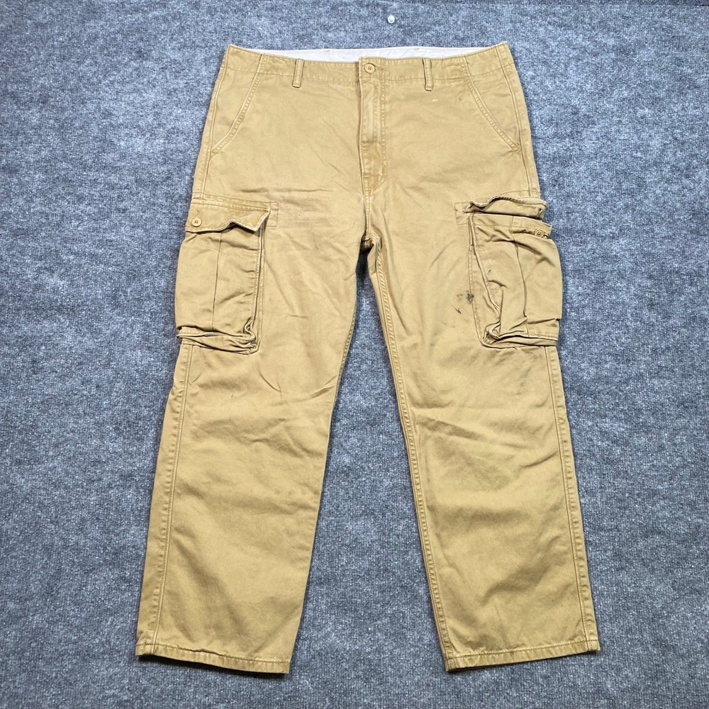 Levis Mens Cargo Pants Tan Khaki Straight Leg Utility Workwear W36 L29